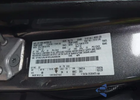 2014 Ford Escape Titanium z USA, uszkodzony, nr VIN 1FMCU9J91EUA05836